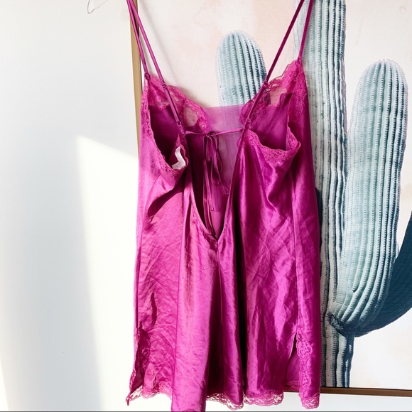 Victoria’s Secret satin feel slip dress lace trim - Picture 3 of 5